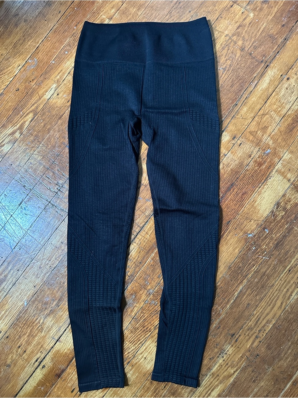 Fabletics Black Ribbed High-Waist Compression Leggings - Picture 3 of 6